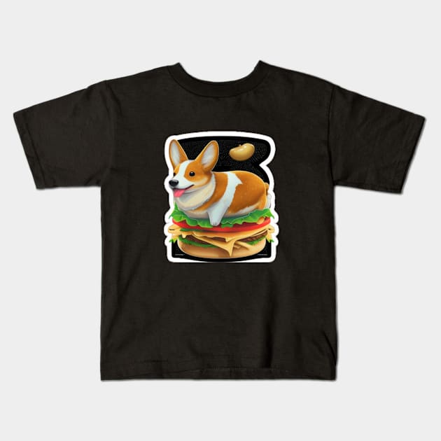 Corgi burger Kids T-Shirt by LIMITLESS 